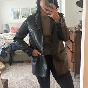 Zara Faux Oversized Leather Blazer - M
